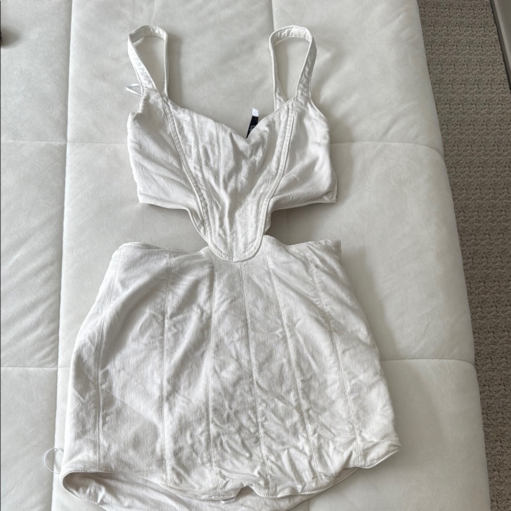 Zara Cream Elastic Waist Dress